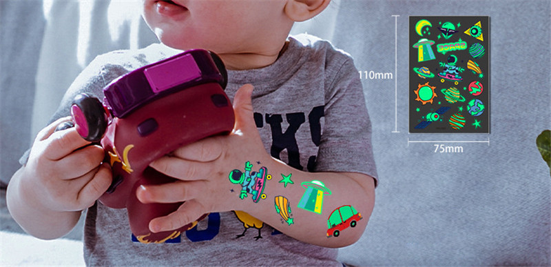 1PC Waterproof Tattoo Stickers Luminous Child Kid Temporary Fake Tattoos Glow Paste on Face Arm Leg for Children Body Sticker