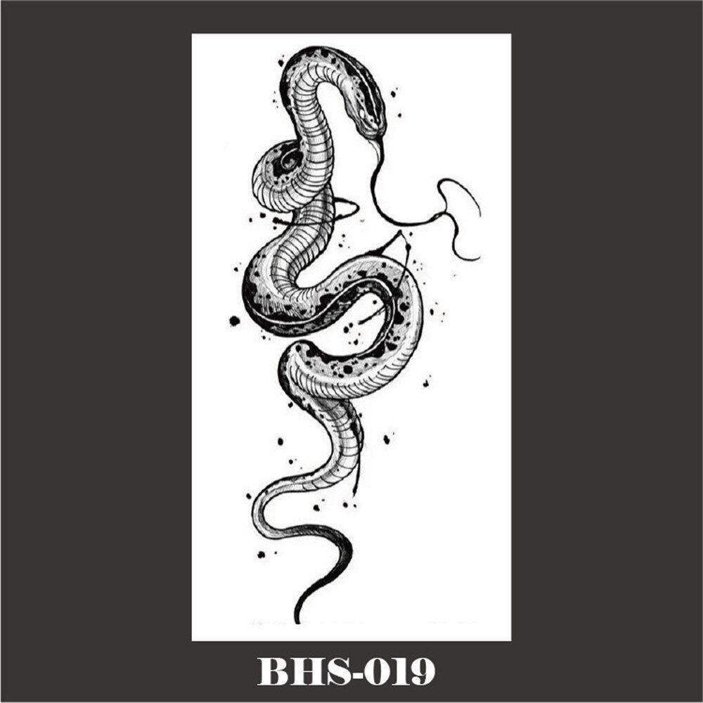 2022 Summer Snake Flower Temporary Tattoos Sticker Waterproof Cool Dark Style Unisex Water Transfer Fake Tattoo Women Accessory