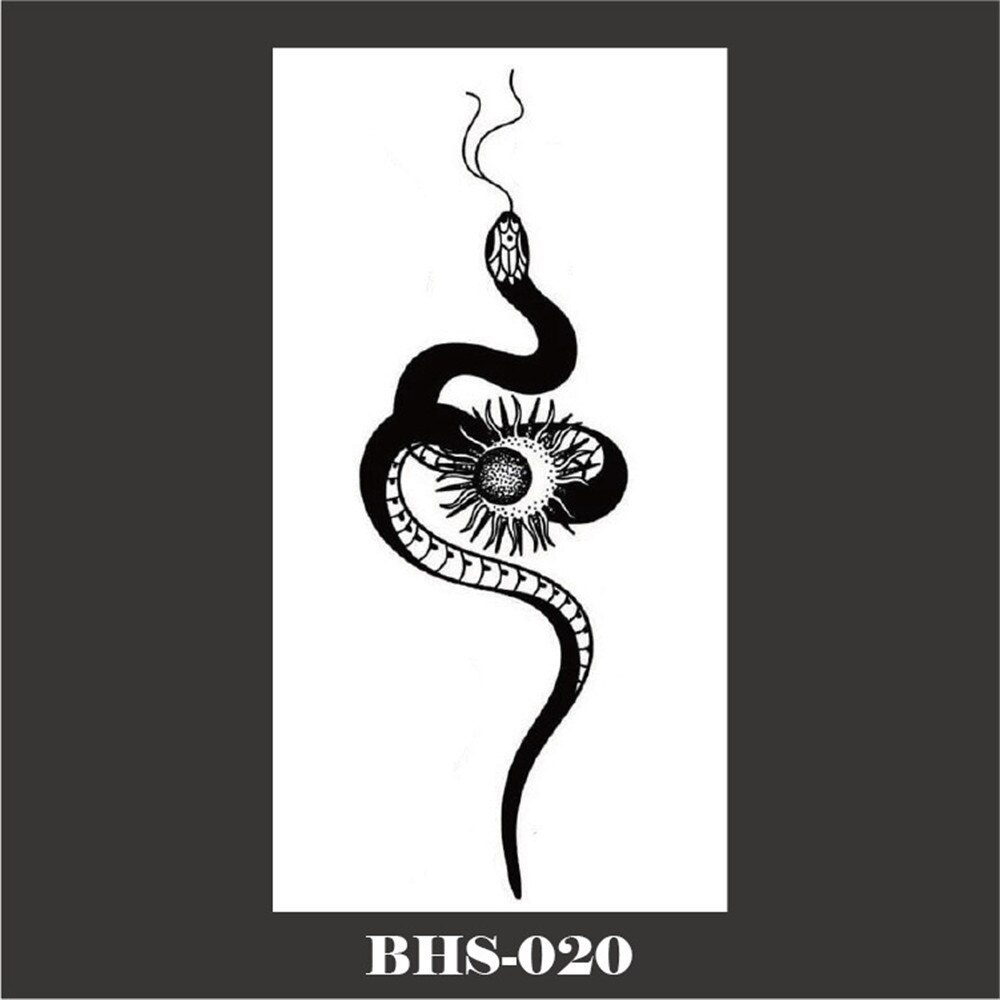 2022 Summer Snake Flower Temporary Tattoos Sticker Waterproof Cool Dark Style Unisex Water Transfer Fake Tattoo Women Accessory