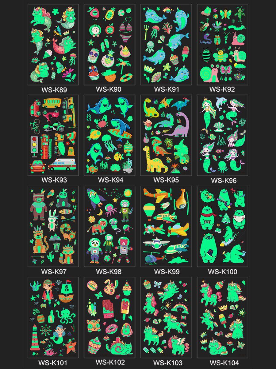 Luminous Tattoo Sticker Children Arm Face Glowing Tattoo Children Body Art Tattoo Dinosaur Pirate Unicorn Mermaid Tattoo Cartoon Luminous Tattoo Sticker Children Arm Face Glowing Tattoo Children Body Art Tattoo Dinosaur Pirate Unicorn Mermaid Tattoo Cartoon