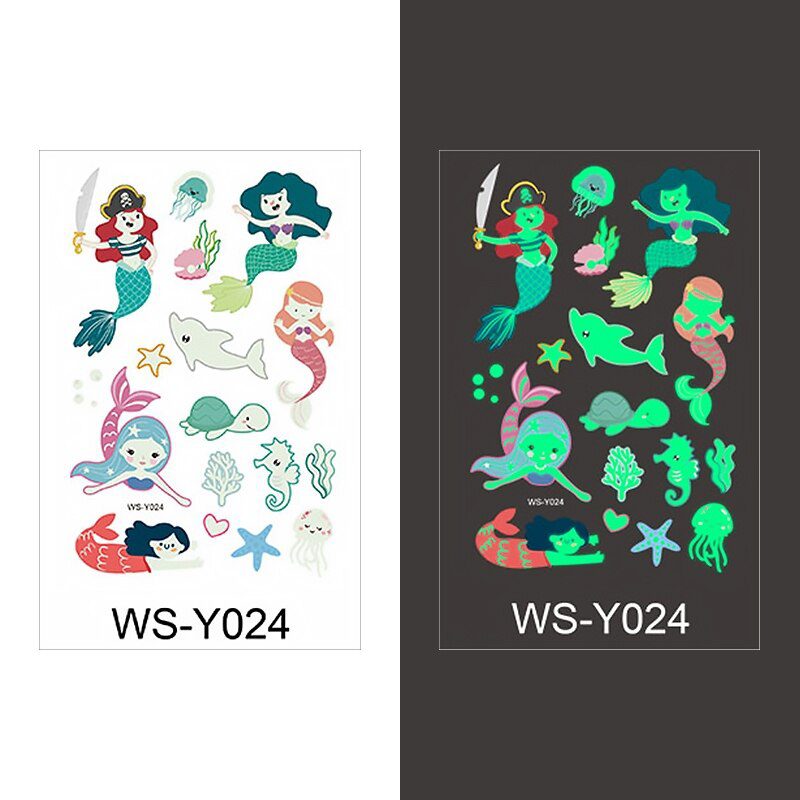 Luminous Tattoo Sticker Children Arm Face Glowing Tattoo Children Body Art Tattoo Dinosaur Pirate Unicorn Mermaid Tattoo Cartoon Luminous Tattoo Sticker Children Arm Face Glowing Tattoo Children Body Art Tattoo Dinosaur Pirate Unicorn Mermaid Tattoo Cartoon