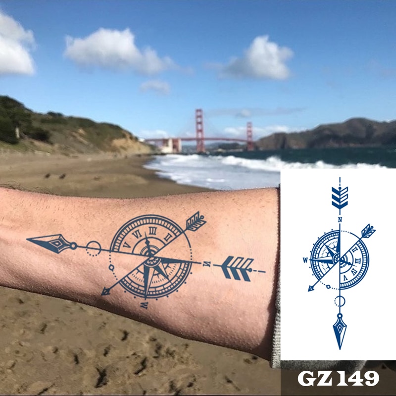 Semi-Permanent Temporary Tattoo Sticker for Men Boys Long-Lasting 1-2 Weeks Waterproof & Realistic Body Arrow Tattoo Stickers