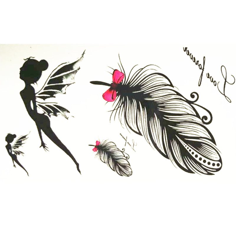 10x6cm Temporary Small Cute Fashion Tattoo Seagull And Feathers