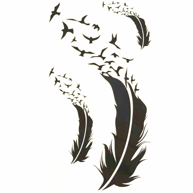 10x6cm Temporary Small Cute Fashion Tattoo Seagull And Feathers