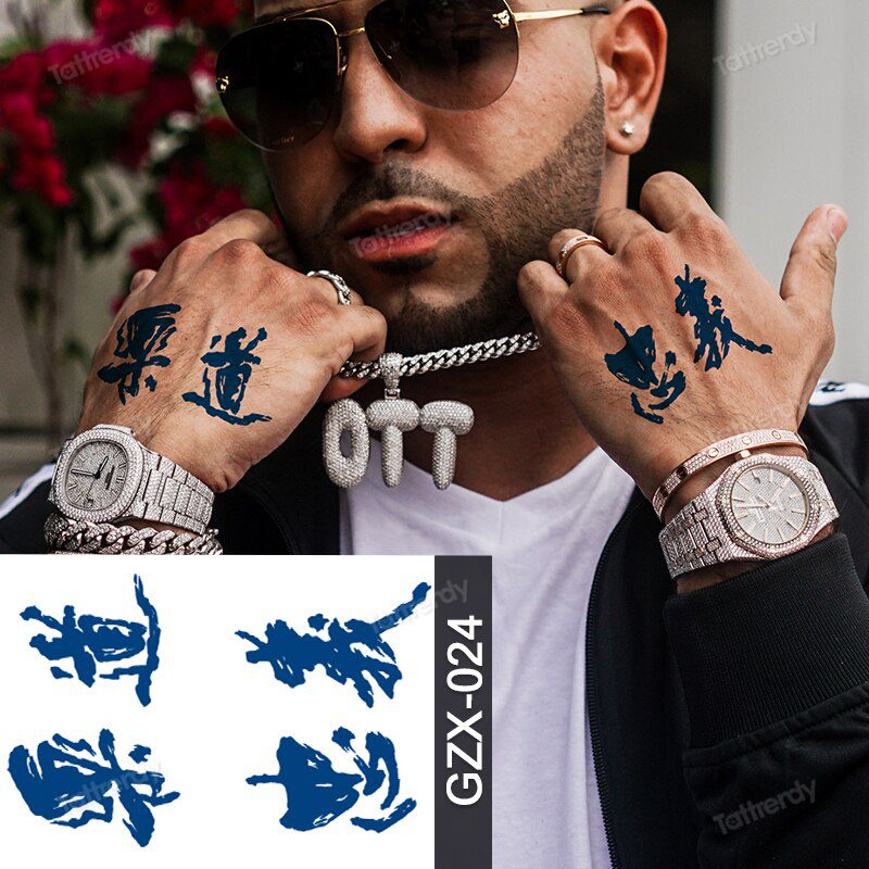 Juice Tatoo Sexy Waterproof Temporary Tattoo Wing Totem on Hand Arm Breast Waist Blue Tattoo Sticker Fake Tattoos for Men Women