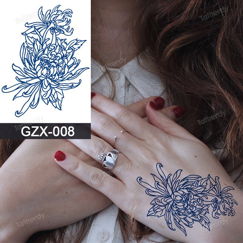 Juice Tatoo Sexy Waterproof Temporary Tattoo Wing Totem on Hand Arm Breast Waist Blue Tattoo Sticker Fake Tattoos for Men Women