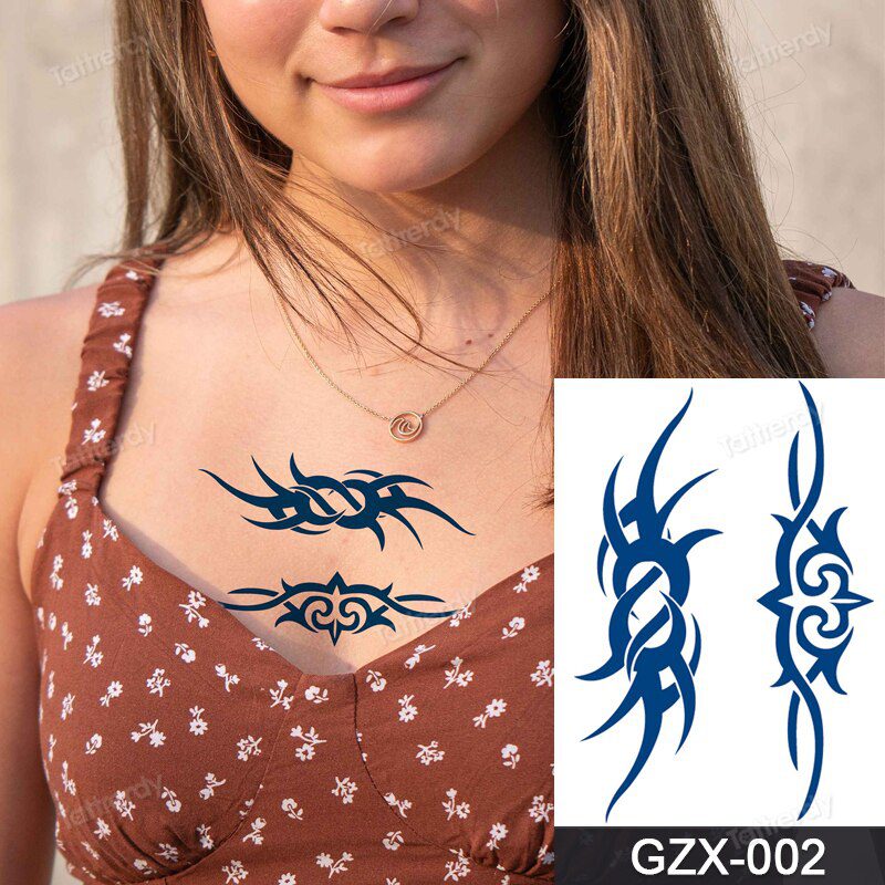 Juice Tatoo Sexy Waterproof Temporary Tattoo Wing Totem on Hand Arm Breast Waist Blue Tattoo Sticker Fake Tattoos for Men Women