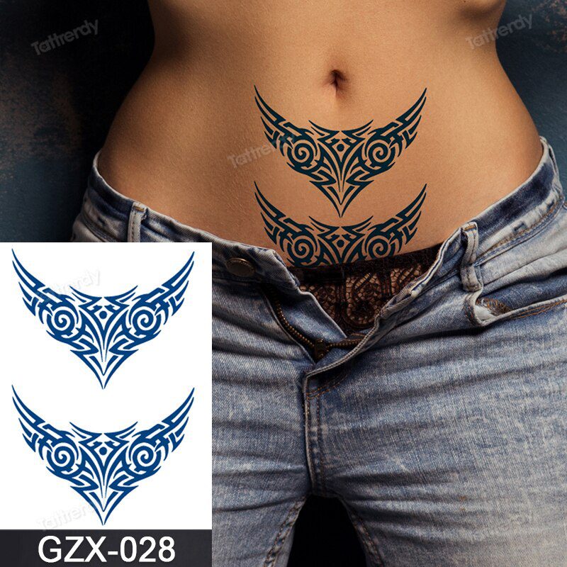 Juice Tatoo Sexy Waterproof Temporary Tattoo Wing Totem on Hand Arm Breast Waist Blue Tattoo Sticker Fake Tattoos for Men Women