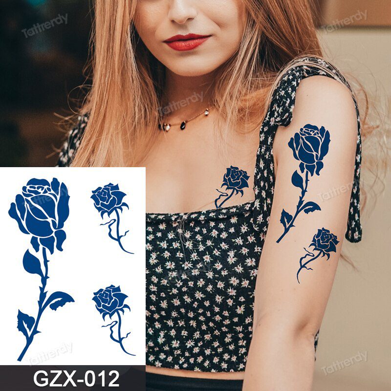 Juice Tatoo Sexy Waterproof Temporary Tattoo Wing Totem on Hand Arm Breast Waist Blue Tattoo Sticker Fake Tattoos for Men Women