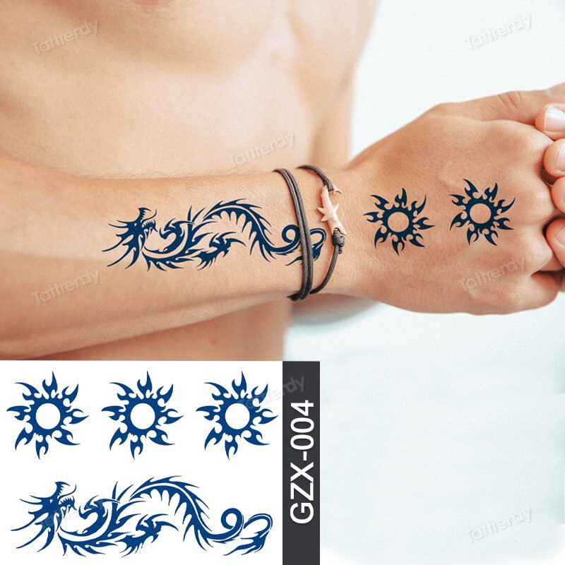 Juice Tatoo Sexy Waterproof Temporary Tattoo Wing Totem on Hand Arm Breast Waist Blue Tattoo Sticker Fake Tattoos for Men Women