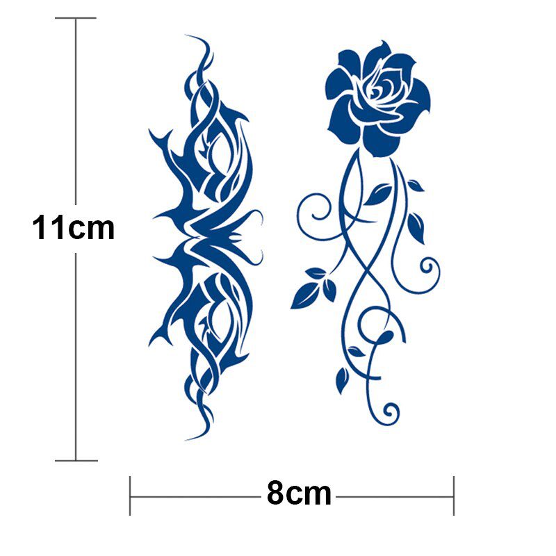 Juice Tatoo Sexy Waterproof Temporary Tattoo Wing Totem on Hand Arm Breast Waist Blue Tattoo Sticker Fake Tattoos for Men Women