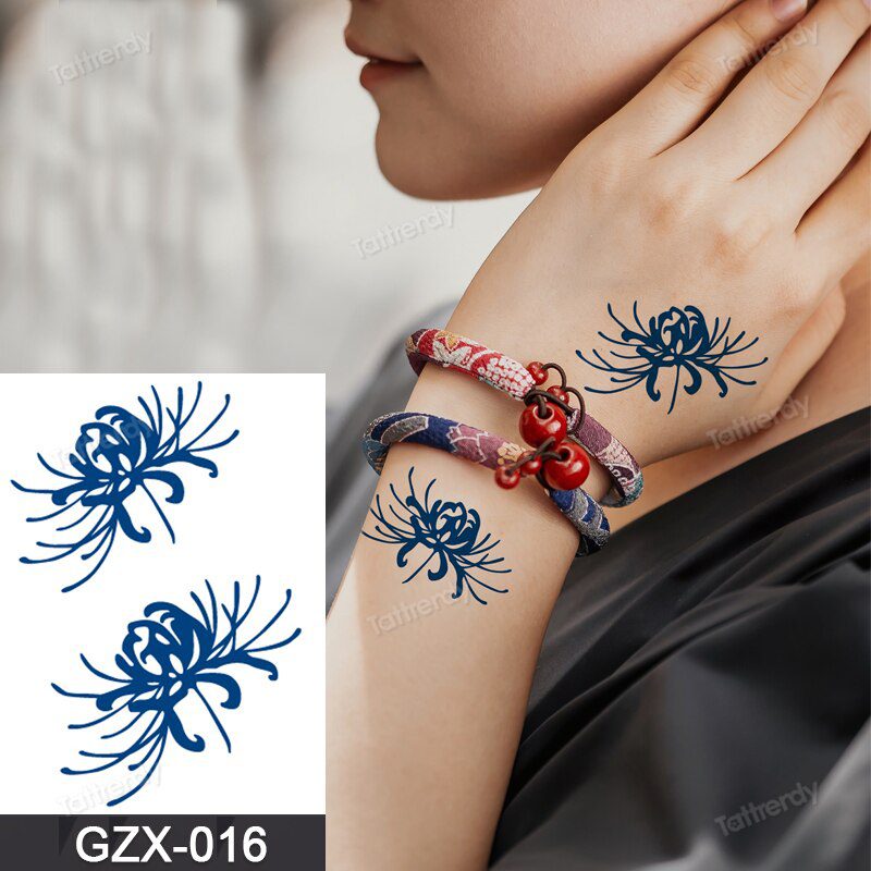 Juice Tatoo Sexy Waterproof Temporary Tattoo Wing Totem on Hand Arm Breast Waist Blue Tattoo Sticker Fake Tattoos for Men Women