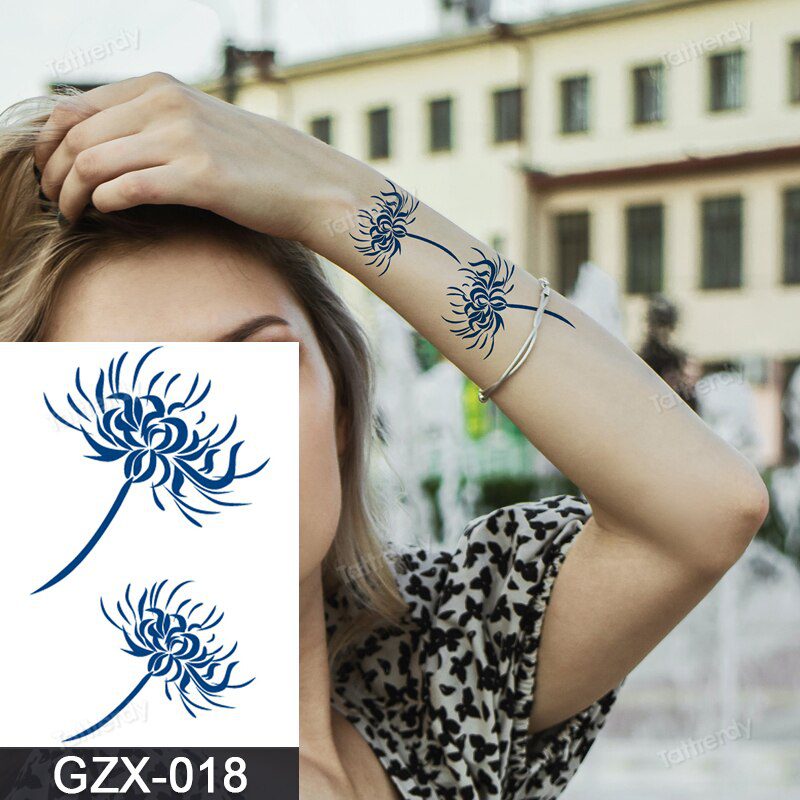 Juice Tatoo Sexy Waterproof Temporary Tattoo Wing Totem on Hand Arm Breast Waist Blue Tattoo Sticker Fake Tattoos for Men Women