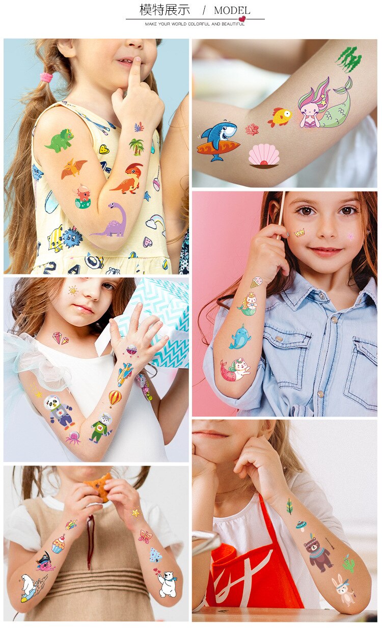 New children cartoon tattoo stickers fantasy party cartoon princess theme sticker set mermaid tattoo stickers