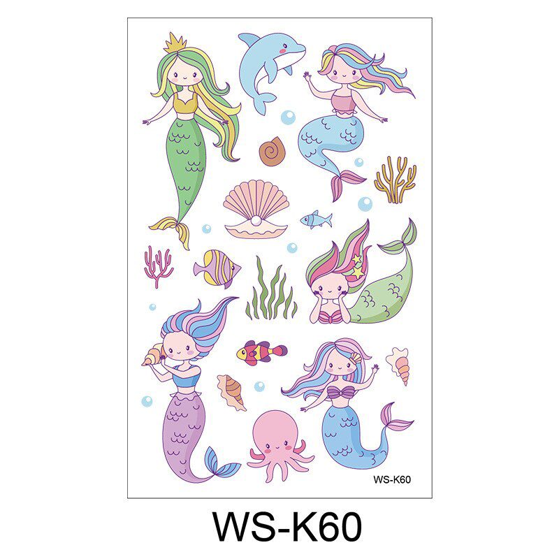 New children cartoon tattoo stickers fantasy party cartoon princess theme sticker set mermaid tattoo stickers