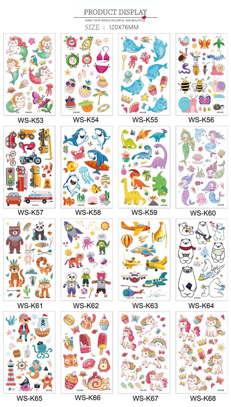 New children cartoon tattoo stickers fantasy party cartoon princess theme sticker set mermaid tattoo stickers