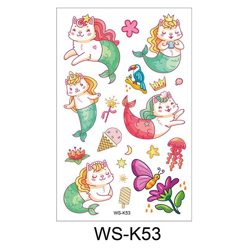 New children cartoon tattoo stickers fantasy party cartoon princess theme sticker set mermaid tattoo stickers