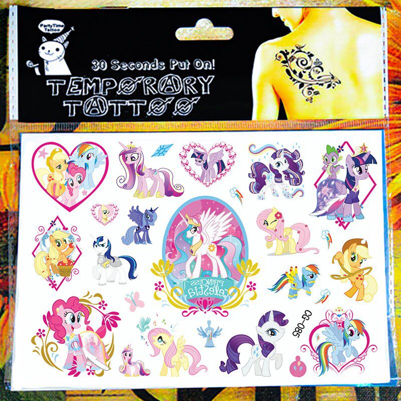 SHNAPIGN Cute Pony Children Cartoon Temporary Tattoos Sticker Fashion Summer Style Elsa Waterproof Girls Kids Boys Hot