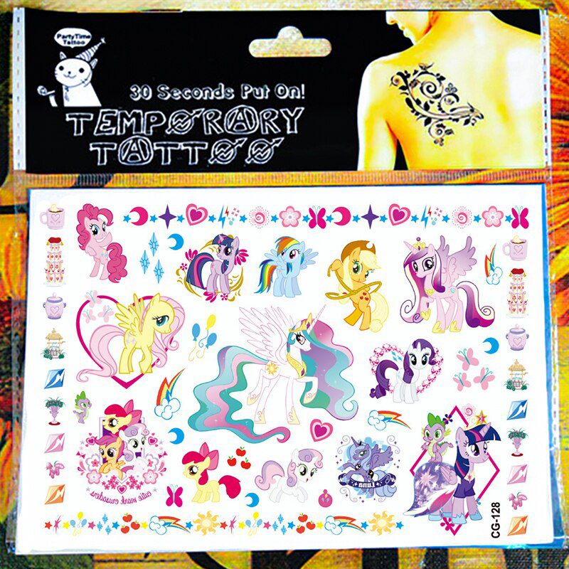 SHNAPIGN Cute Pony Children Cartoon Temporary Tattoos Sticker Fashion Summer Style Elsa Waterproof Girls Kids Boys Hot