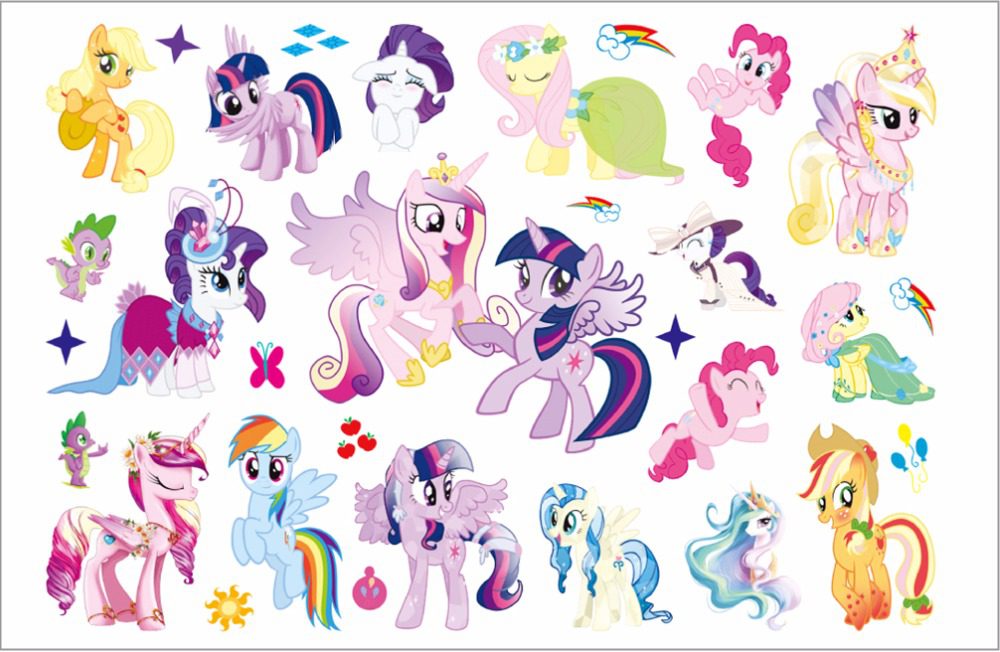 SHNAPIGN Cute Pony Children Cartoon Temporary Tattoos Sticker Fashion Summer Style Elsa Waterproof Girls Kids Boys Hot