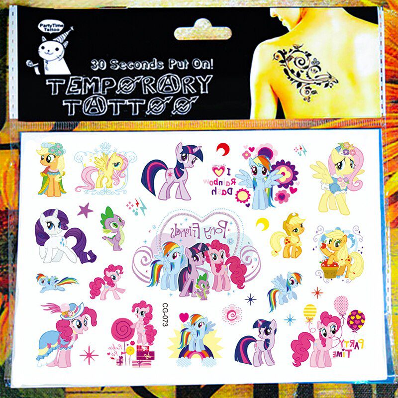 SHNAPIGN Cute Pony Children Cartoon Temporary Tattoos Sticker Fashion Summer Style Elsa Waterproof Girls Kids Boys Hot