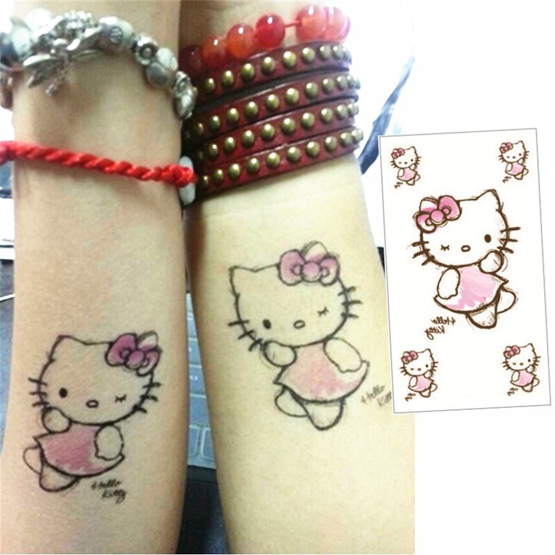 SHNAPIGN Pink Cat Flash Tattoo Hand Sticker 10.5*6cm Small Waterproof Henna Beauty Temporary Body Sticker Art FREE SHIPPING