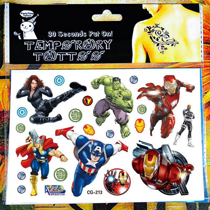 SHNAPIGN Hulk man Children Cartoon Temporary Tattoos Sticker Fashion Summer Style Elsa Waterproof Girls Kids Boys Hot