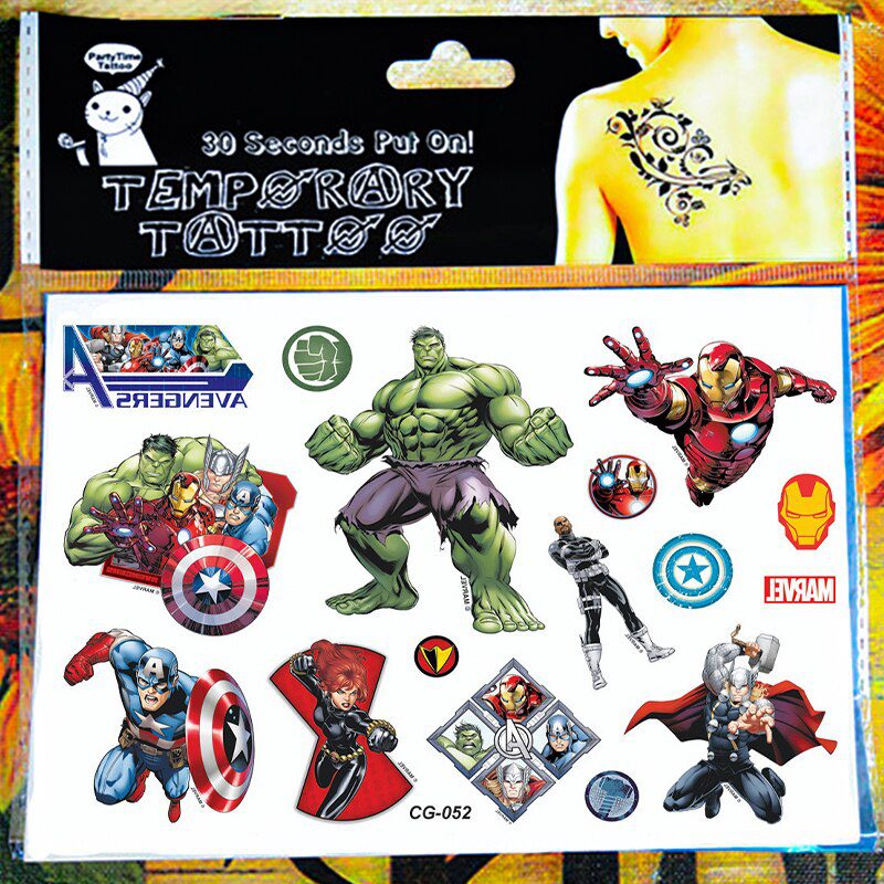 SHNAPIGN Hulk man Children Cartoon Temporary Tattoos Sticker Fashion Summer Style Elsa Waterproof Girls Kids Boys Hot