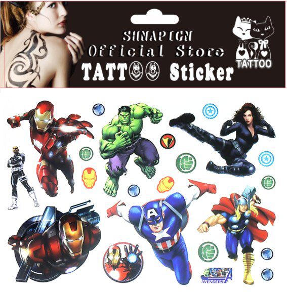 SHNAPIGN Little Super hero Children Cartoon Temporary Tattoos Sticker Fashion Summer Style Elsa Waterproof Girls Kids Boys Hot