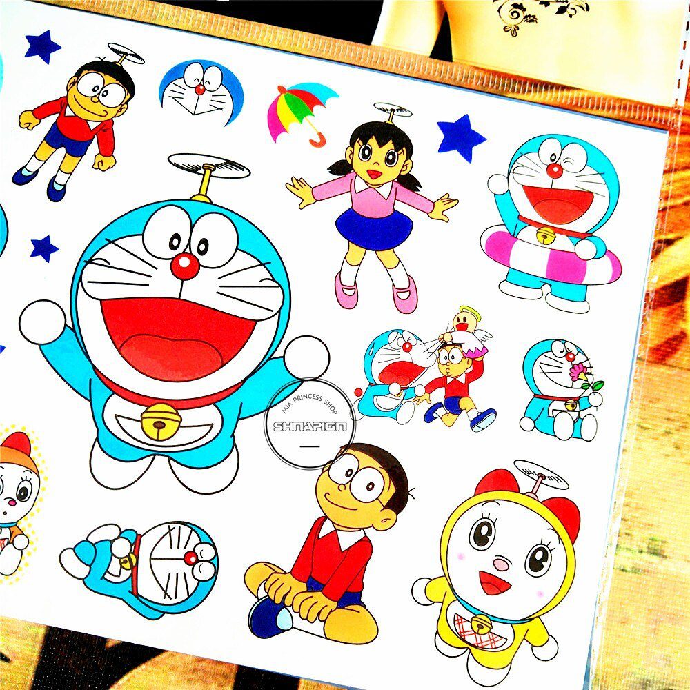 SHNAPIGN Doraemon Cat Child Temporary Tattoo Body Art Flash Tattoo Stickers 17*10cm Waterproof Henna Tatoo Styling Wall Sticker