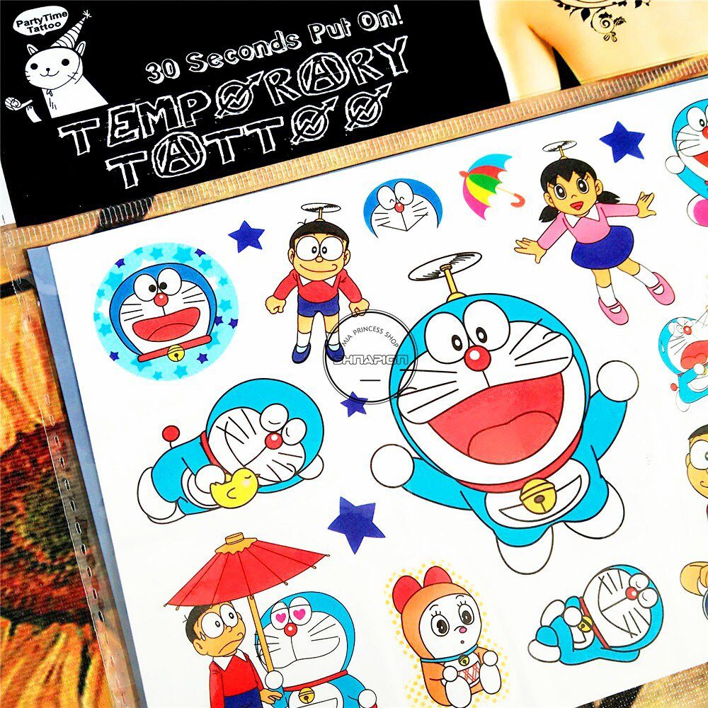 SHNAPIGN Doraemon Cat Child Temporary Tattoo Body Art Flash Tattoo Stickers 17*10cm Waterproof Henna Tatoo Styling Wall Sticker