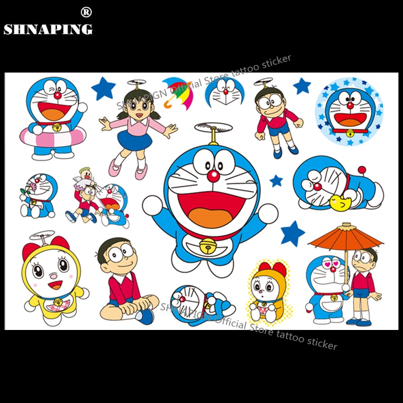 SHNAPIGN Doraemon Cat Child Temporary Tattoo Body Art Flash Tattoo Stickers 17*10cm Waterproof Henna Tatoo Styling Wall Sticker