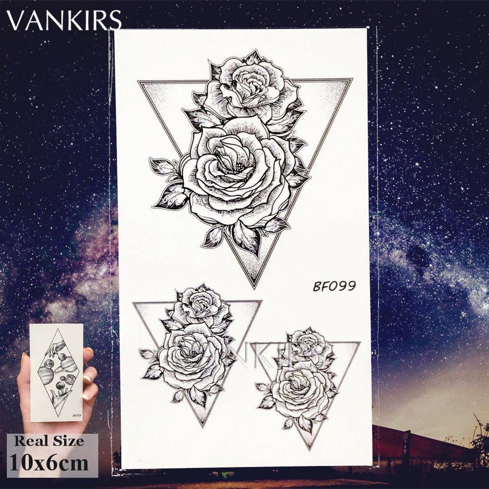 VANKIRS Triangle Ear Galaxy Hill Water Transfer Tattoos Stickers Men Fashion Small Temporary Tatoos Body Arm Fake Custom Tattoo