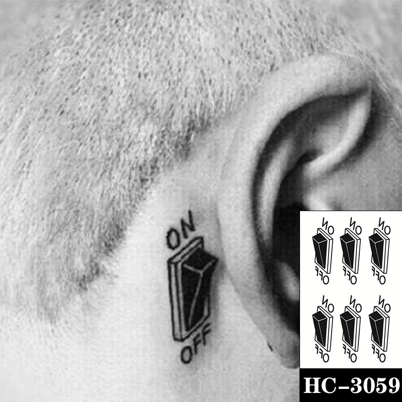 Waterproof Temporary Tattoo Sticker Black Switch Gun Bird Flower Letter Body Art Fake Tattoos Flash Tatoos Ear Arm for Men Women