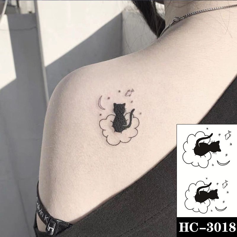 Waterproof Temporary Tattoo Sticker Black Switch Gun Bird Flower Letter Body Art Fake Tattoos Flash Tatoos Ear Arm for Men Women