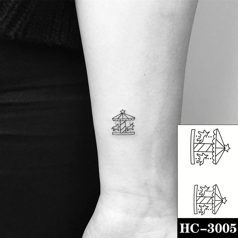 Waterproof Temporary Tattoo Sticker Black Switch Gun Bird Flower Letter Body Art Fake Tattoos Flash Tatoos Ear Arm for Men Women