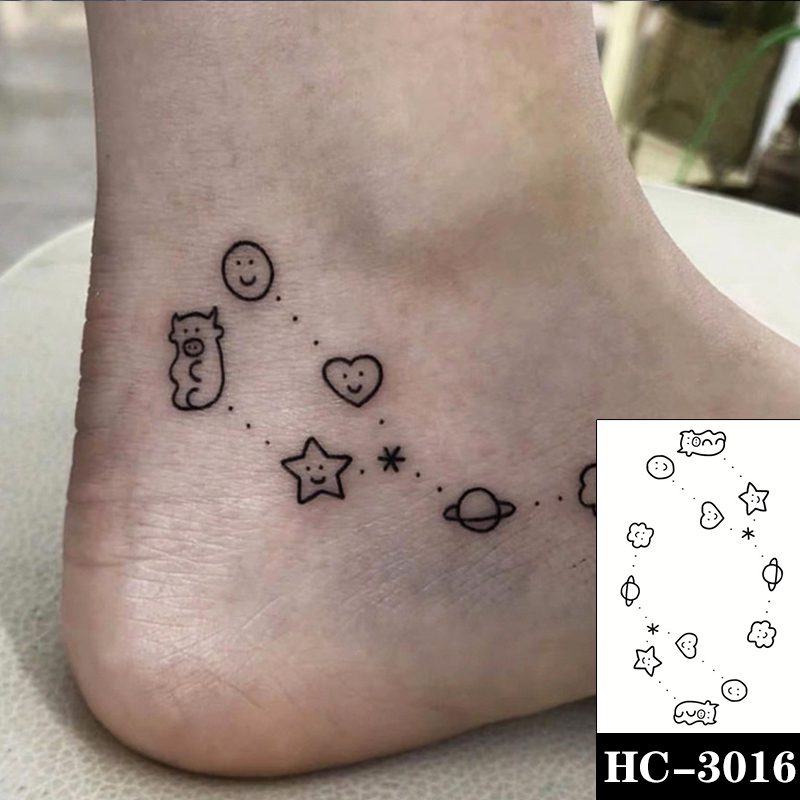 Waterproof Temporary Tattoo Sticker Black Switch Gun Bird Flower Letter Body Art Fake Tattoos Flash Tatoos Ear Arm for Men Women