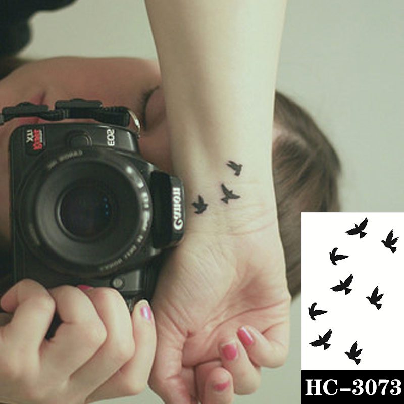 Waterproof Temporary Tattoo Sticker Black Switch Gun Bird Flower Letter Body Art Fake Tattoos Flash Tatoos Ear Arm for Men Women