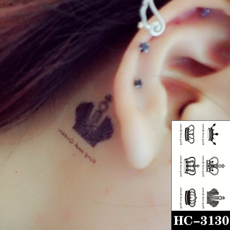 Waterproof Temporary Tattoo Sticker Black Switch Gun Bird Flower Letter Body Art Fake Tattoos Flash Tatoos Ear Arm for Men Women