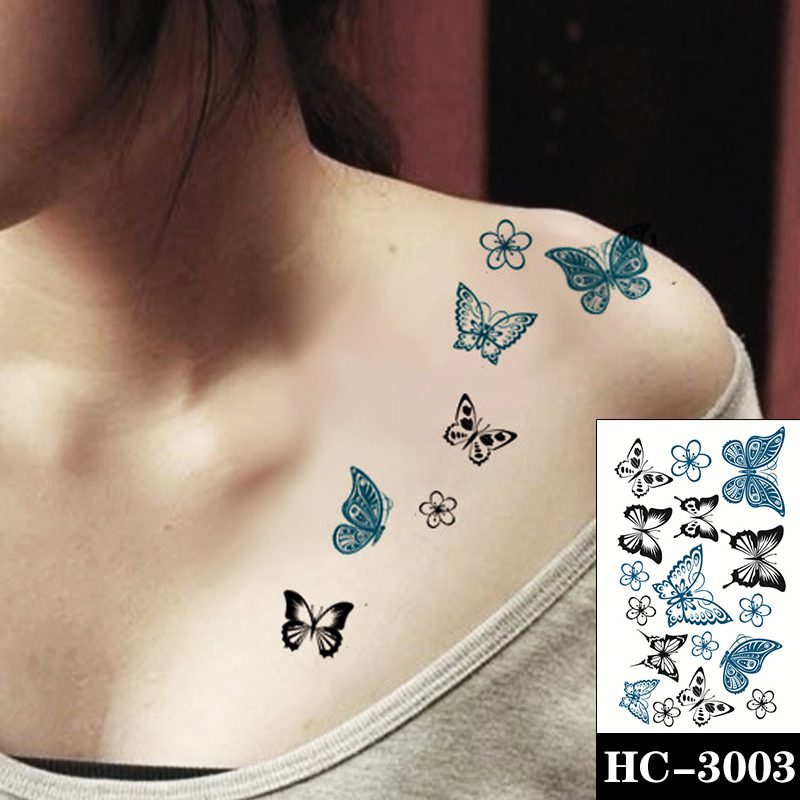 Waterproof Temporary Tattoo Sticker Black Switch Gun Bird Flower Letter Body Art Fake Tattoos Flash Tatoos Ear Arm for Men Women