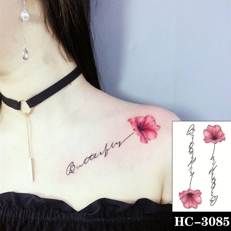 Waterproof Temporary Tattoo Sticker Black Switch Gun Bird Flower Letter Body Art Fake Tattoos Flash Tatoos Ear Arm for Men Women