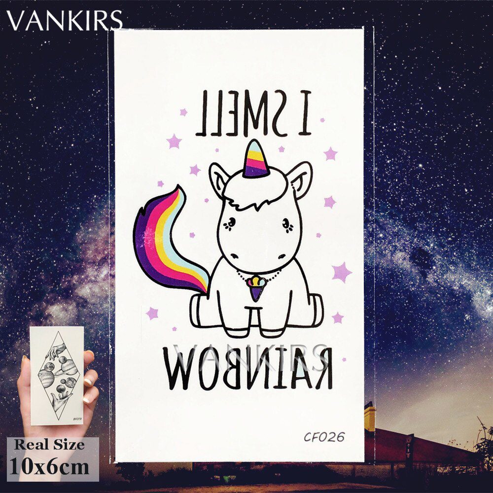 3D Watercolor Dogs Unicorn Cartoon Tattoos Stickers Women Ear Neck Art Tattoo Temporary Cute Kids In Bulk Tatoos Waterproof Fake