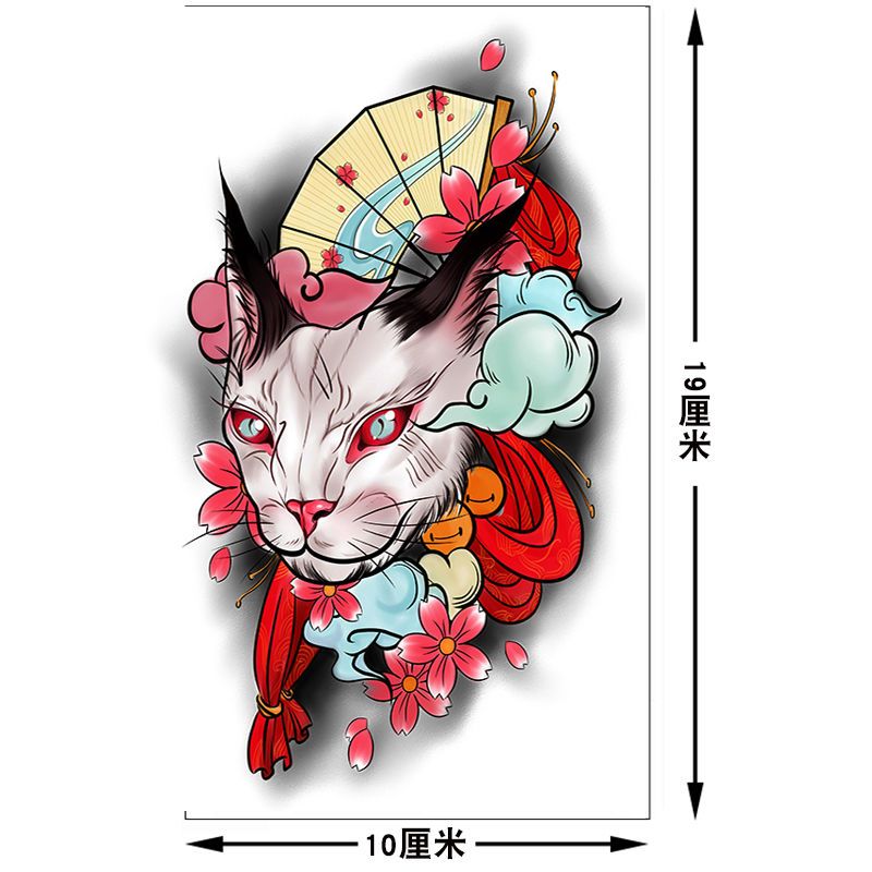 Anime Fake Tattoo for Women Waterproof Cartoon Cat Tattoo Japanese Ukiyos Lasting Sticker Arm Art Stickers Temporary Tattoo