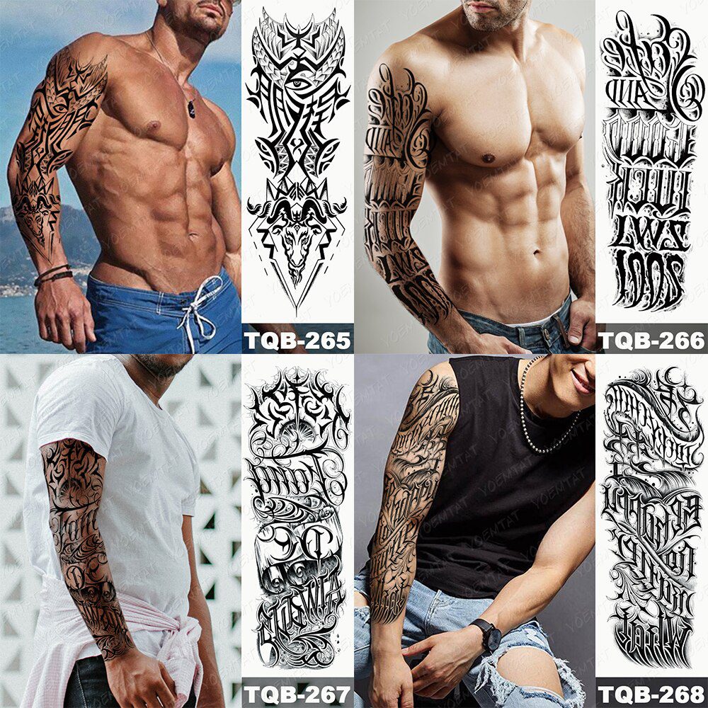 Large Full Arm Sleeve Tattoo Japanese Traditional Dragon Waterproof Temporary Tatoo Sticker Black Ink Men Women Body Art Tatto