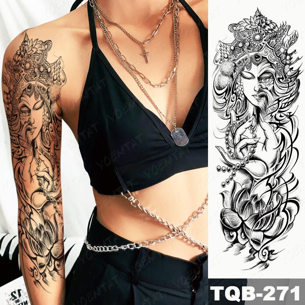 Large Full Arm Sleeve Tattoo Japanese Traditional Dragon Waterproof Temporary Tatoo Sticker Black Ink Men Women Body Art Tatto