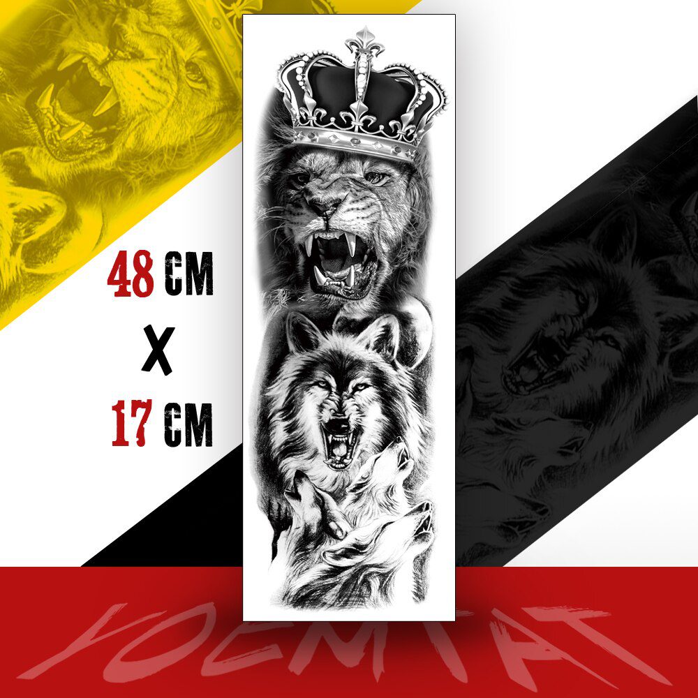 Large Full Arm Sleeve Tattoo Japanese Traditional Dragon Waterproof Temporary Tatoo Sticker Black Ink Men Women Body Art Tatto