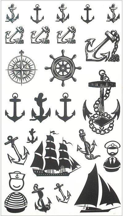 SHNAPIGN Marine Pirate Anchor Temporary Tattoo Body Art Arm Flash Tattoo Stickers 17*10cm Waterproof Fake Henna Painless Sticker