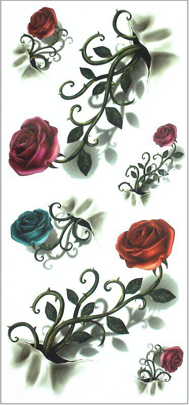 SHNAPIGN 3d Temporary Tattoo Body Art Flash Tattoo Sticker 19*9cm Waterproof Car Styling Henna Tatoo Home Decor Vintage Rose