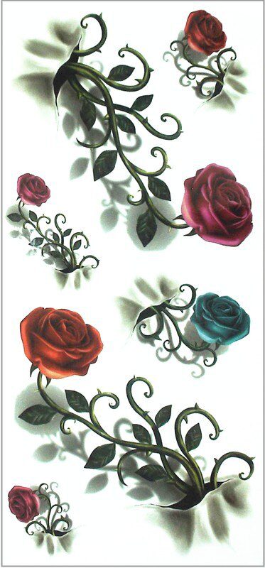 SHNAPIGN 3d Temporary Tattoo Body Art Flash Tattoo Sticker 19*9cm Waterproof Car Styling Henna Tatoo Home Decor Vintage Rose