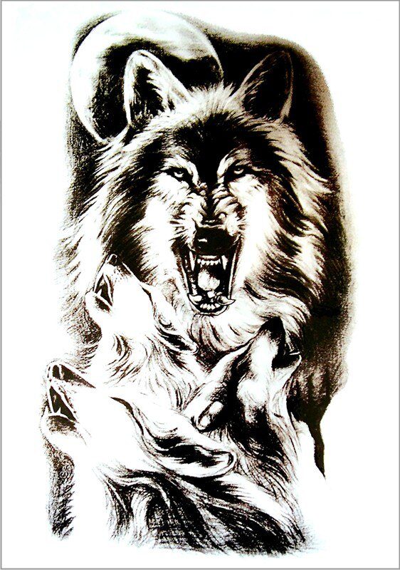 SHNAPIGN Black wolves Temporary Tattoo Body Art Flash Tattoo Stickers 12*20cm Waterproof Henna Styling Home Decor Wall Sticker